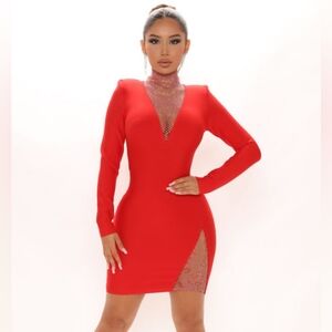 EUC, Fashion Nova Beginning To Wonder Bandage Mini Dress - Red, Size Small